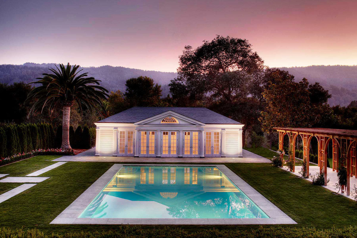 Elegant Neoclassical Home Pool House - Woodside, California