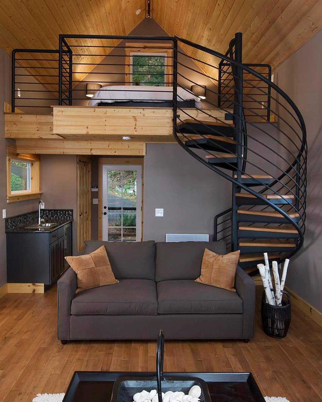 Olympia-Eld-Inlet-Studio-Cabin_1 Waterfront Small Cottage Cabin with Spiral Staircase