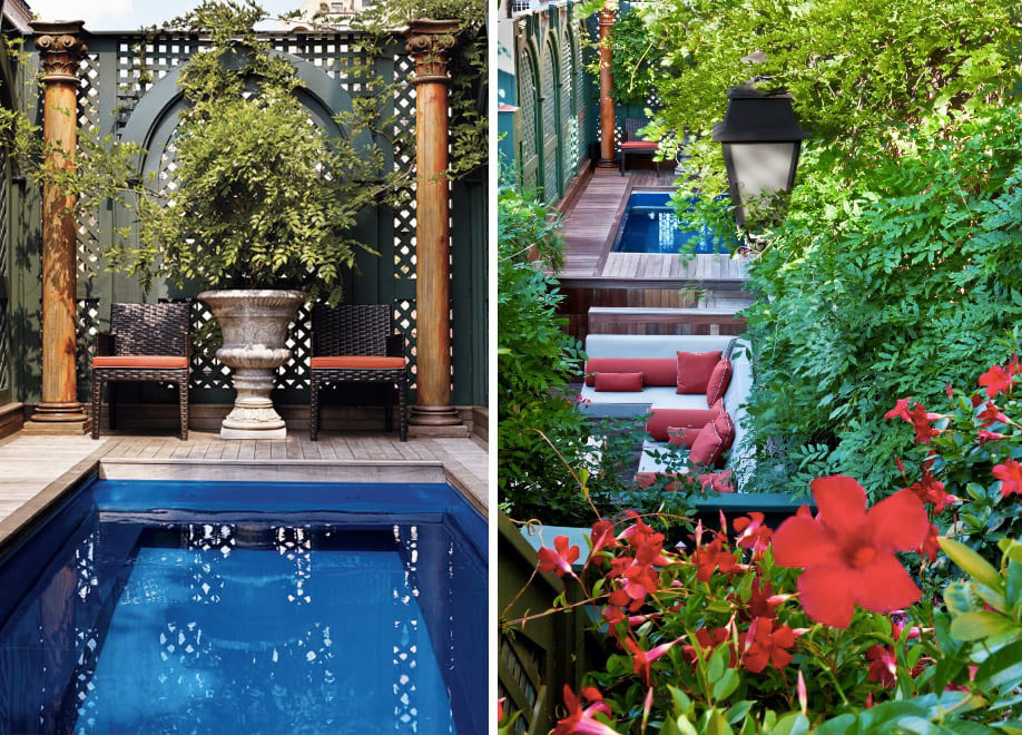 Opulent Townhouse Mansion with European Elegance - Manhattan, New York Duplex Roof Terrace Garden with Pool