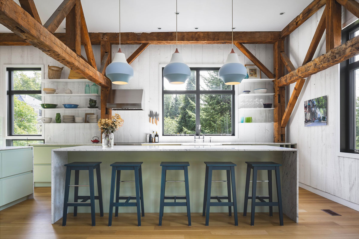 Modern Country Kitchen with Wood Beams