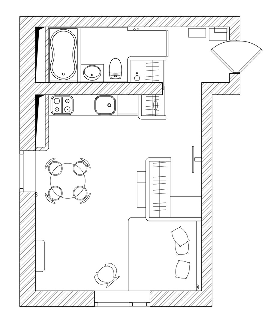 Saint-Petersburg-Studio-Apartment_10 Small Studio Apartment Floor Plan