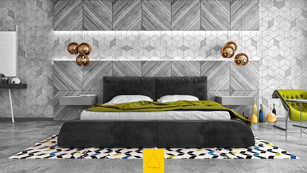 Shades-of-Grey-Bedroom-Interior-Decor_3 Green and Grey Bedroom