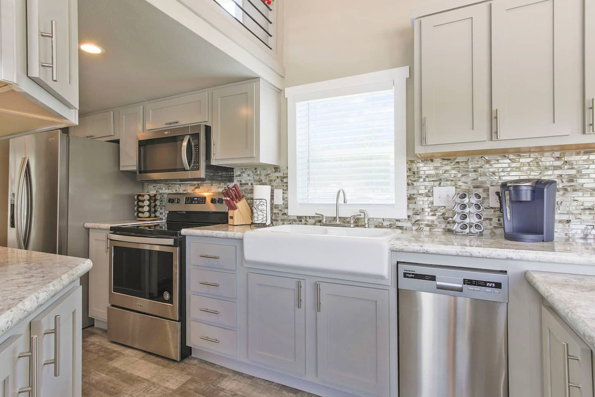 Glamping in a Charming Tiny House with Sophisticated Decor Spacious Tiny House Kitchen