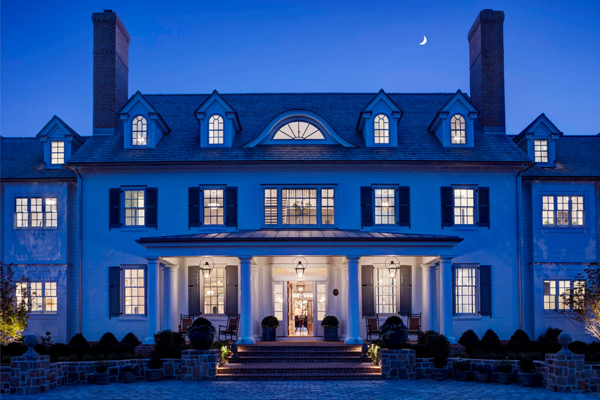 Elegant Mansion Neo-Colonial Style Façade with Clapboard Shutters