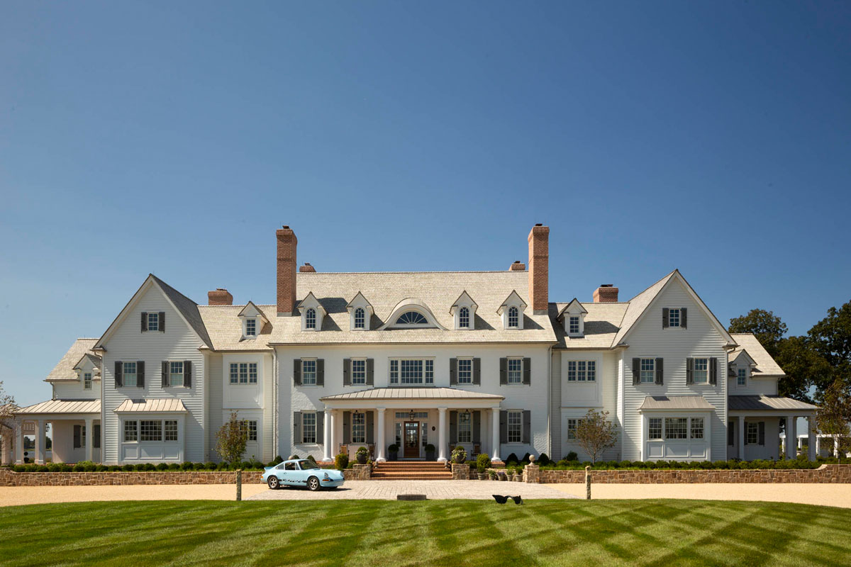Elegant Mansion Neo-Colonial Style Façade with Clapboard Shutters