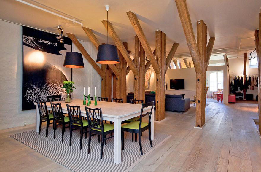 Stockholm-Attic-Penthouse_1 Attic Apartment with Wood beams
