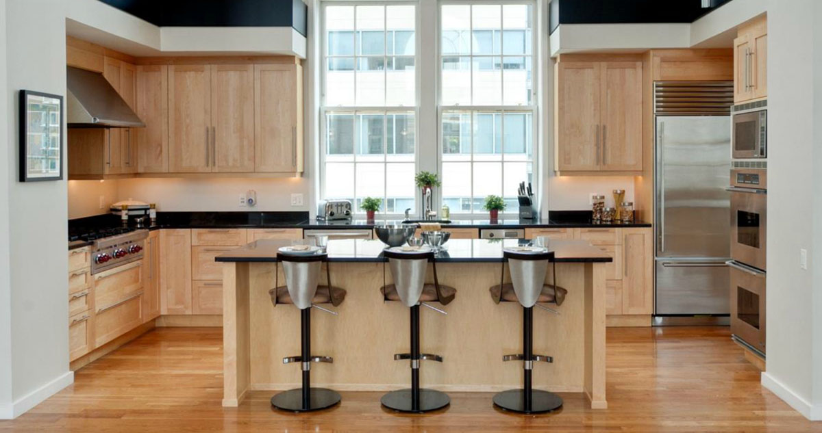 The-Lanesborough-Penthouse_8 Penthouse Apartment Kitchen with Modern Natural Wood Cabinets
