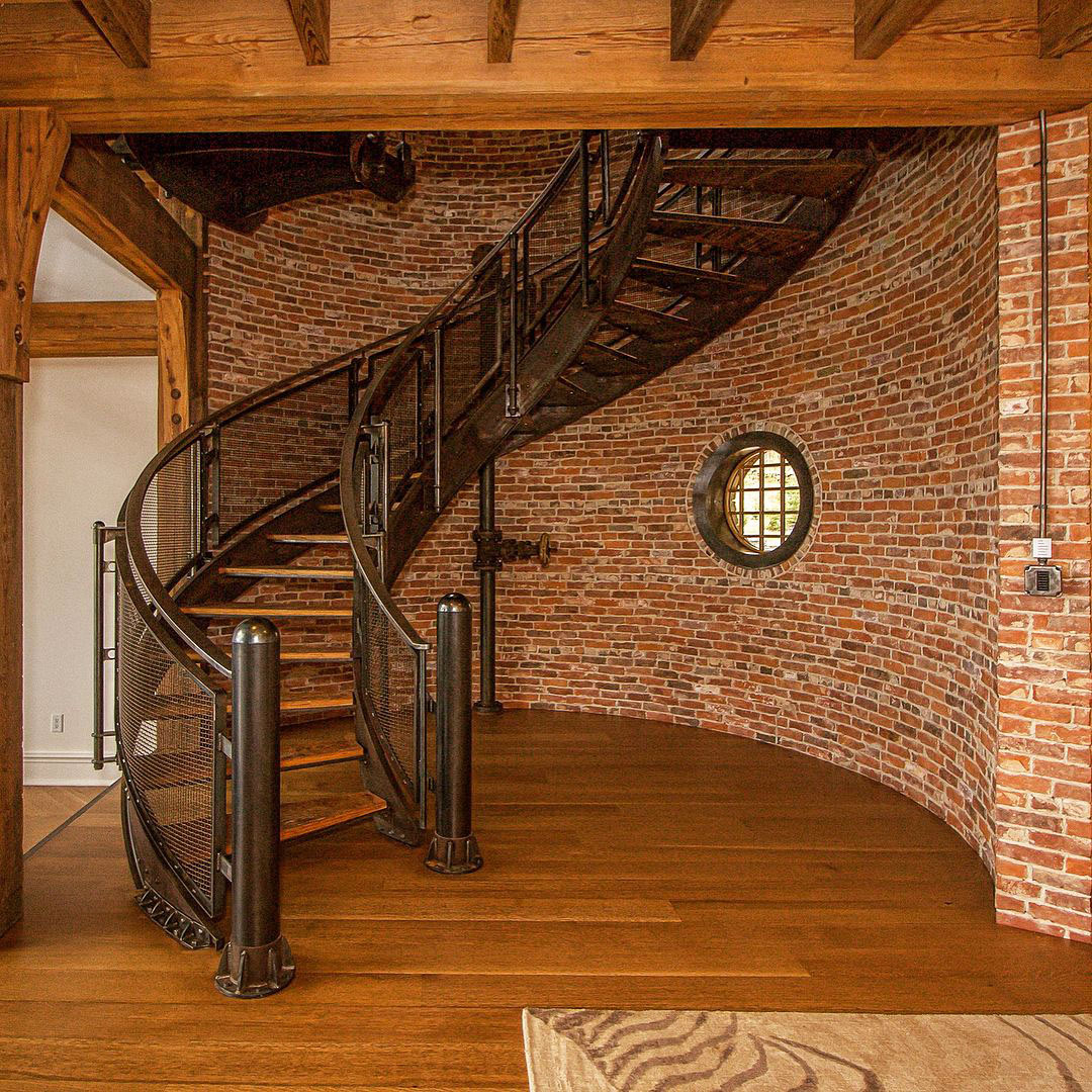 Rustic Timber Frame Mountain Home - Stratton, Vermont Rustic Spiral Staircase