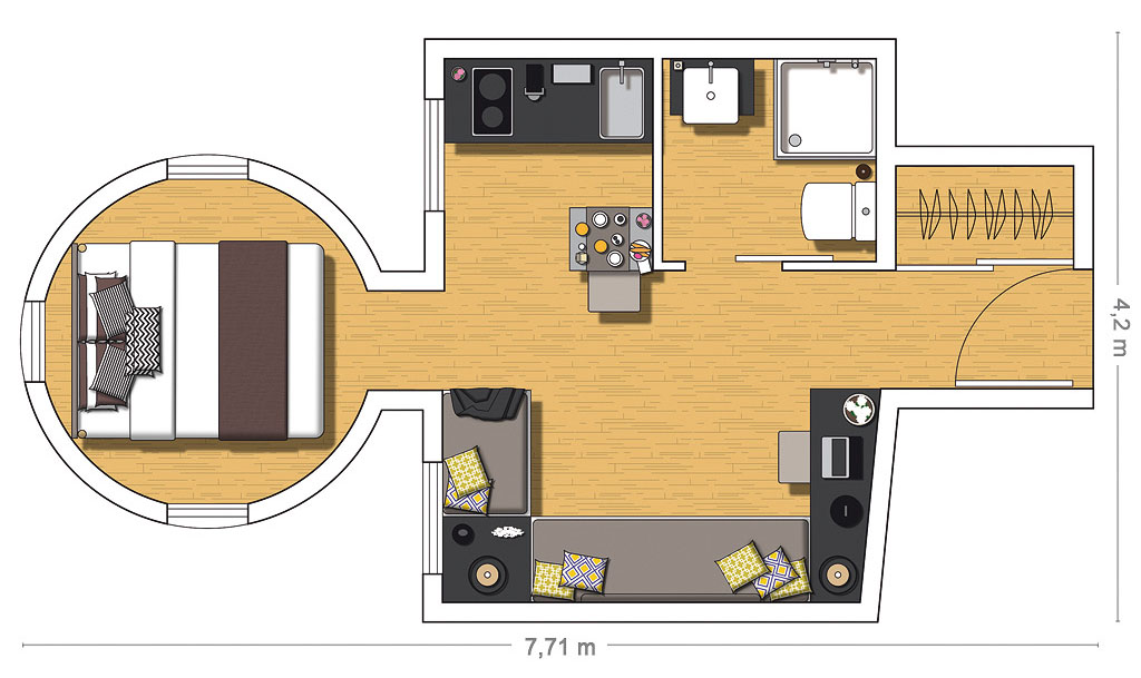 Tiny-Attic-Apartment-Barcelona_10 Attic Studio Apartment Floor Plan