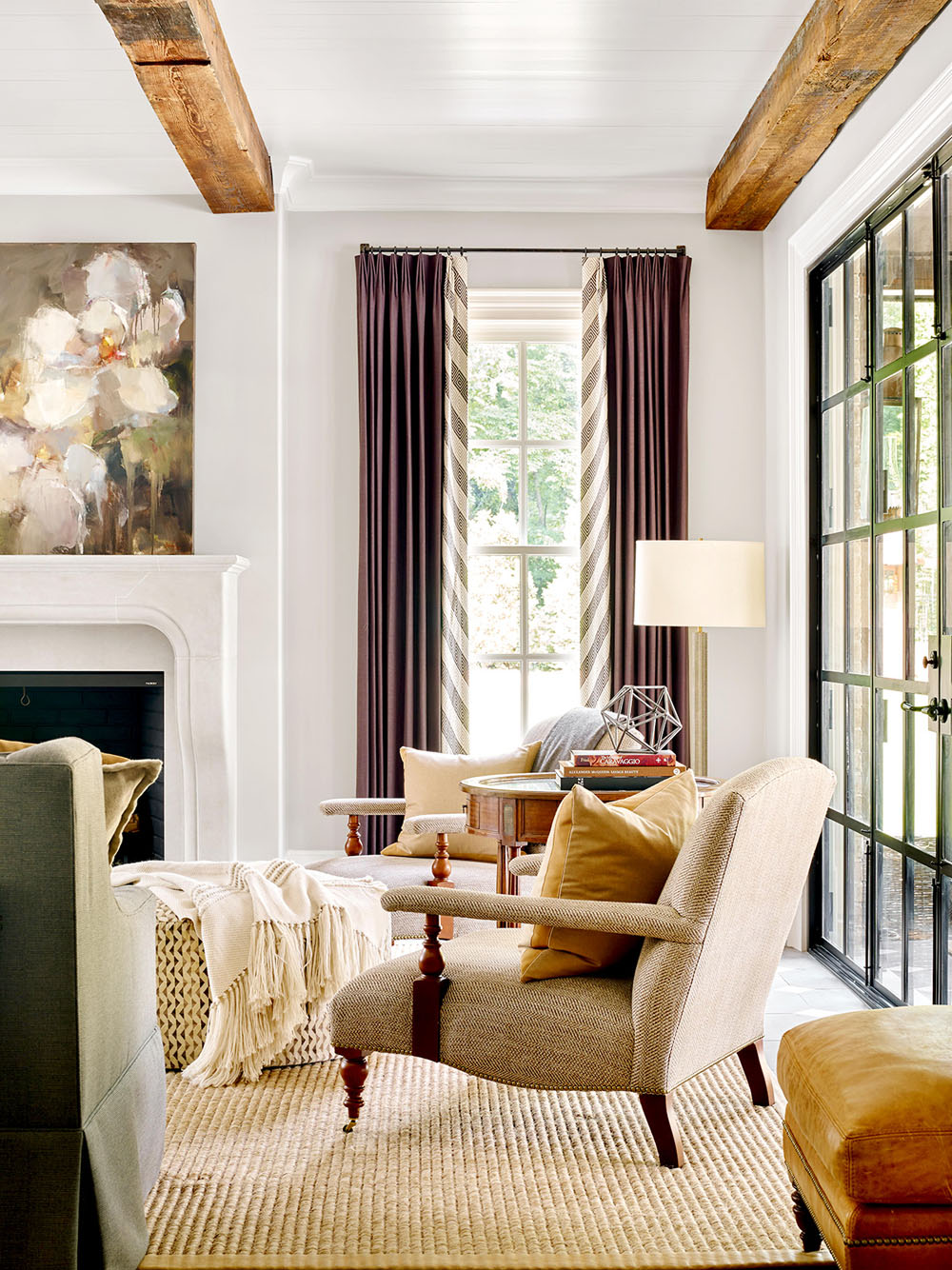 Comfortable Luxury Home with Welcoming Decor - Atlanta, Georgia Elegant Contemporary Decor with Reclaimed Wood Beams