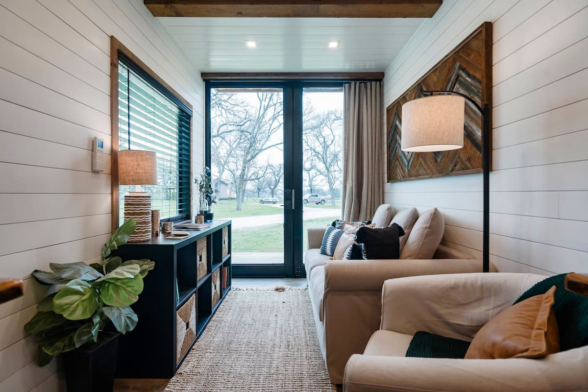 Elegant Shipping Container Tiny Vacation Home Tiny House Living Room