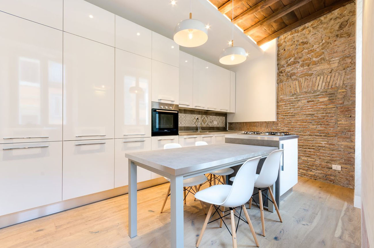 Via-Sistina-Apartment_1 Contemporary Apartment with Stone Walls